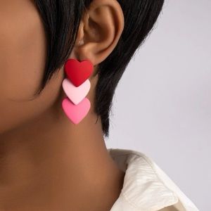 Colorblock Dangle Heart Earrings